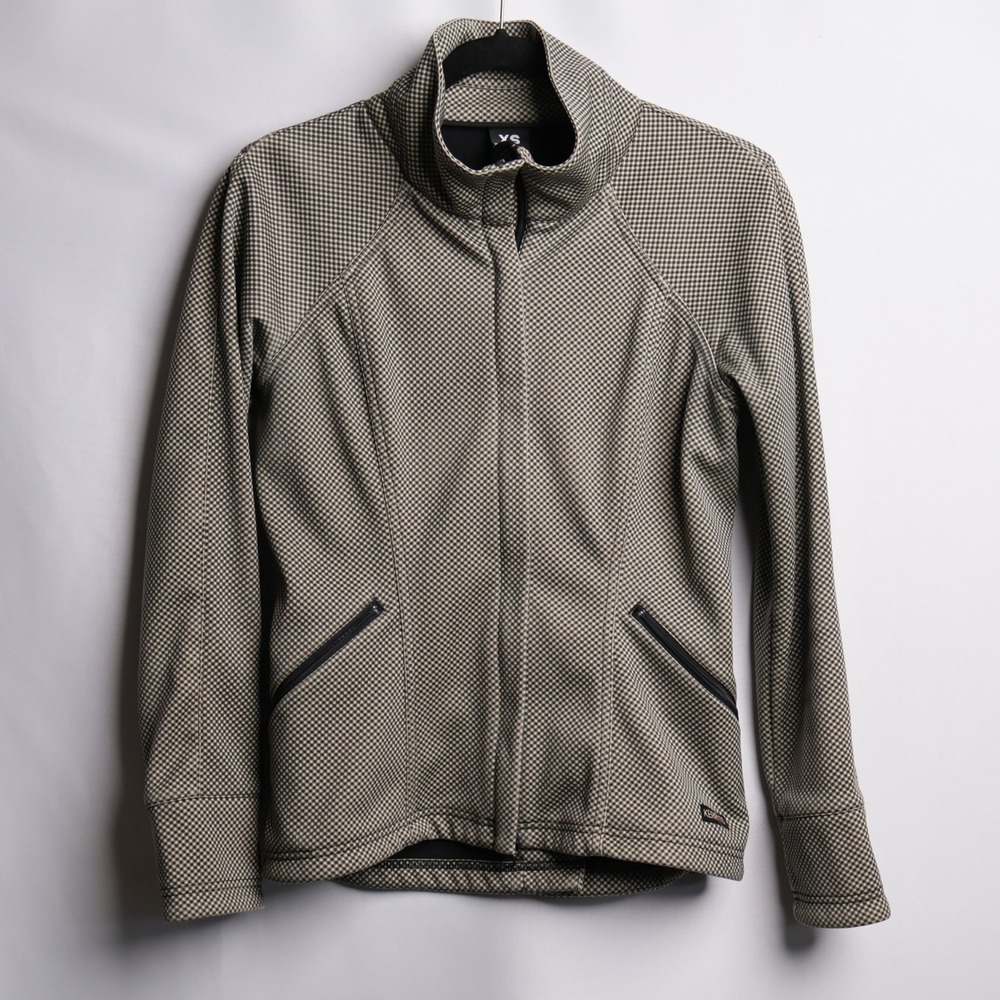 Kerrits XS Womens Houndstooth Fleece Lined Full Zip‎ Riding Jacket Tan Black